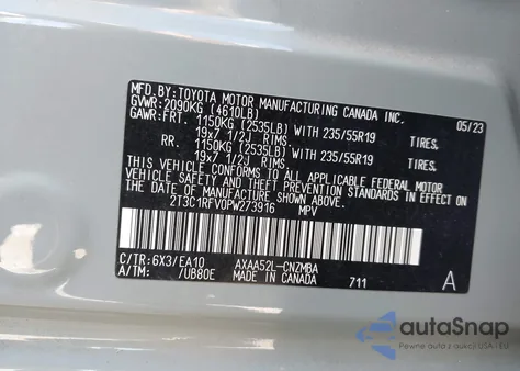 2023 Toyota Rav4 Xle Premium from USA, damaged, VIN 2T3C1RFV0PW273916